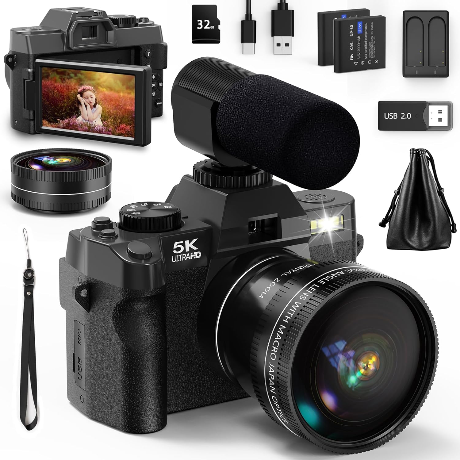 Korean Lifestyle Vlogs - NBD 5K&48MP Digital Camera with 52mm